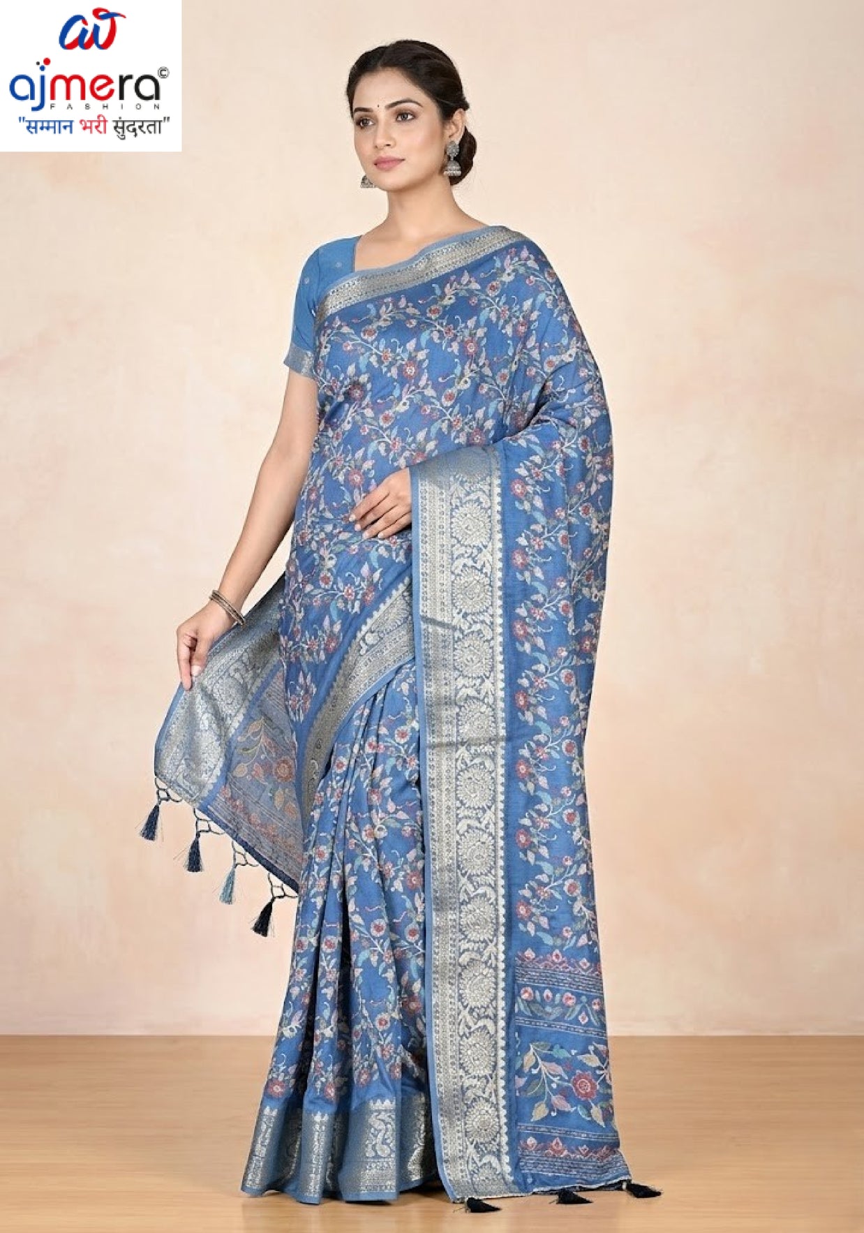 Fashionable Printed Saree with Blouse Piece for Festive Collection | VER-NEELAM-43545