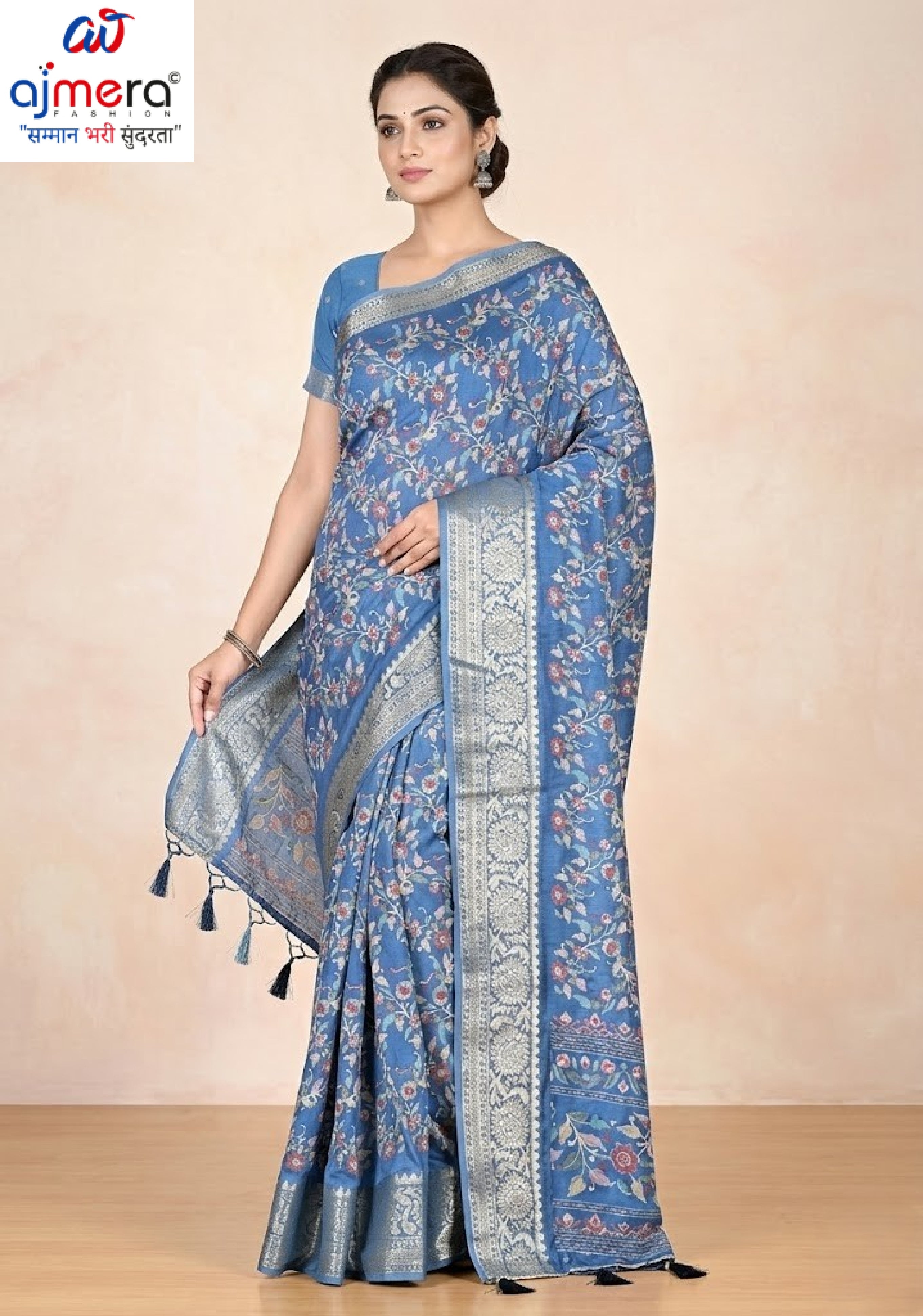 Fashionable Printed Saree with Blouse Piece for Festive Collection | VER-NEELAM-43545