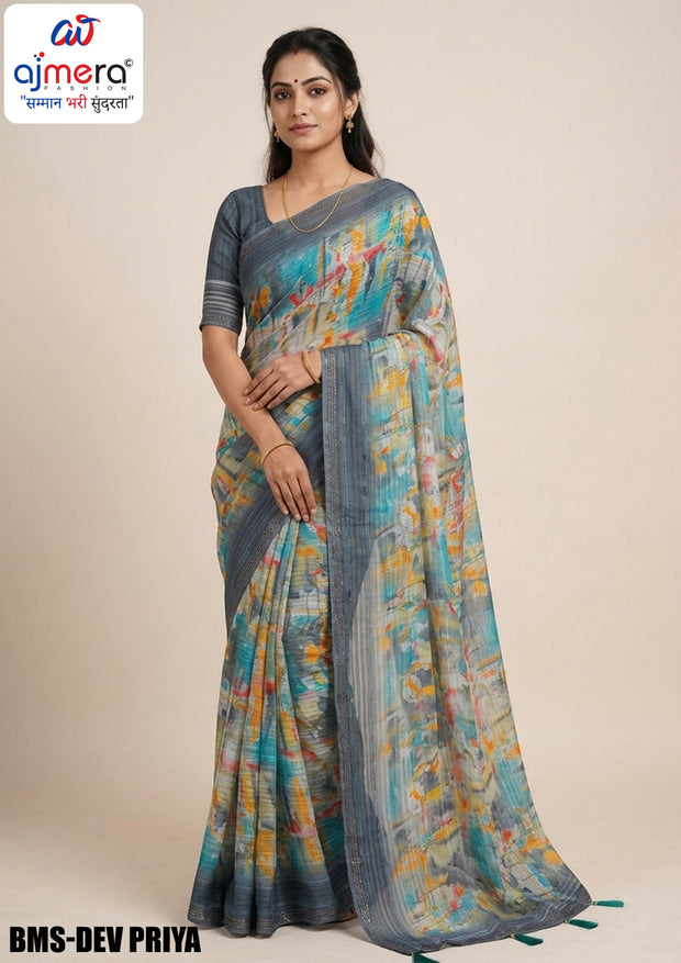 Weightless Print Loose Saree with Blouse for Premium Ethnic and Traditional Wear | BMS-DEV PRIYA