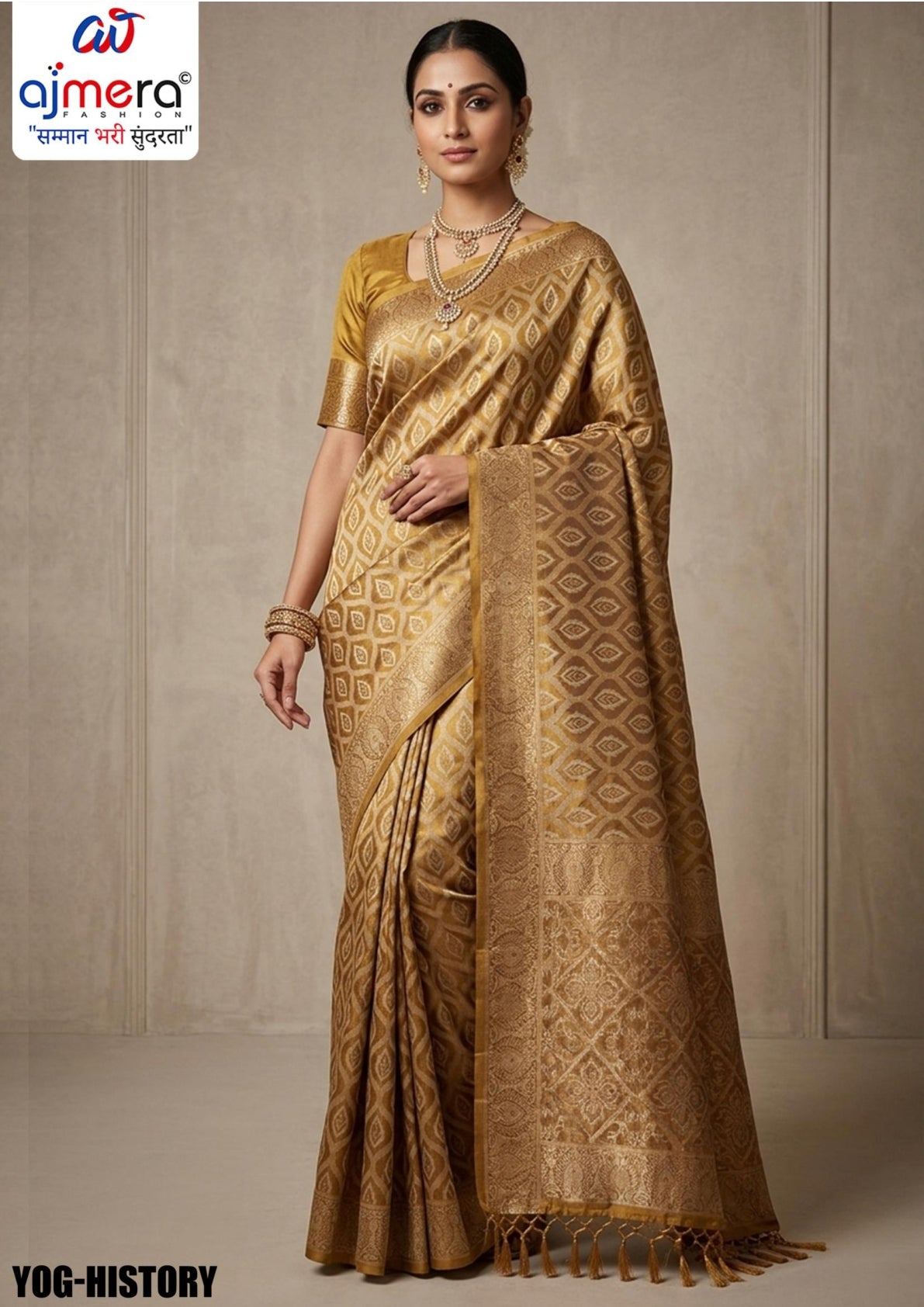 Elegant Jacquard Silk Saree with Designer Blouse Piece for Festive Elegance | YOG-HISTORY