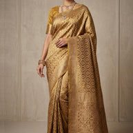 Elegant Jacquard Silk Saree with Designer Blouse Piece for Festive Elegance | YOG-HISTORY