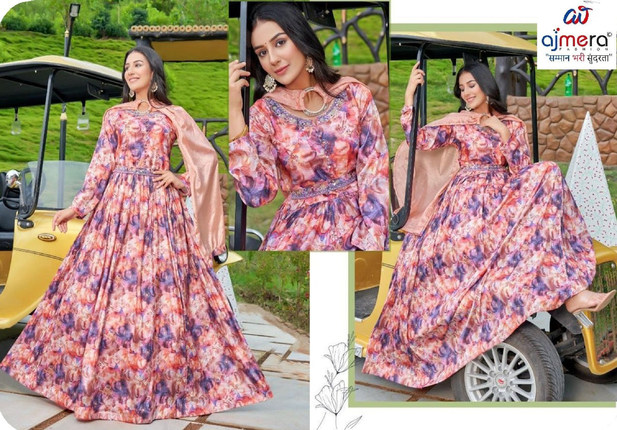 Elegant Printed Designer Party Wear Gown for Women | SHP-NP101