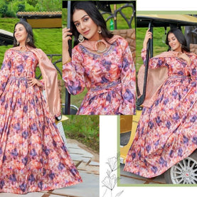 Elegant Printed Designer Party Wear Gown for Women | SHP-NP101