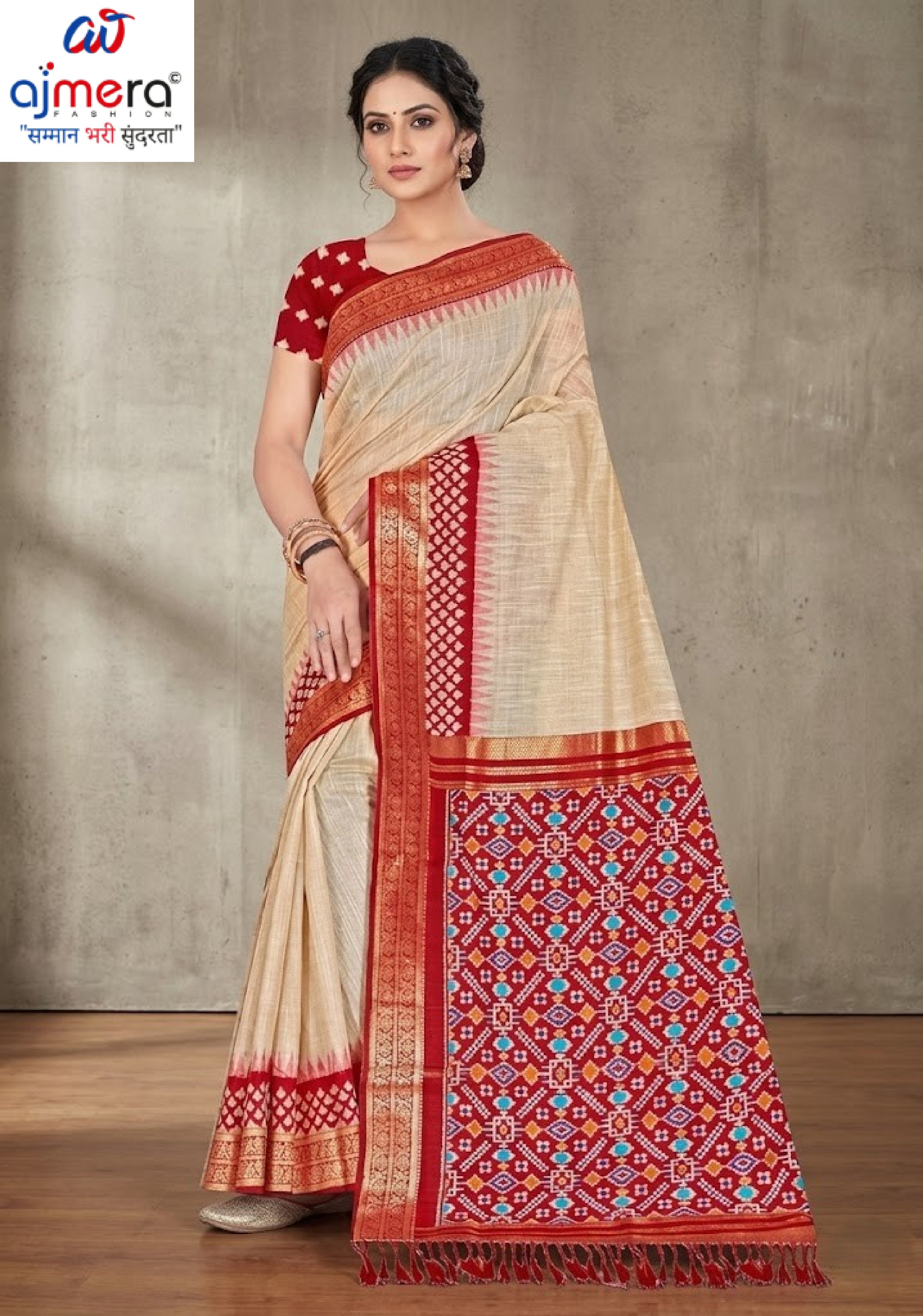 Graceful Jacquard Silk Saree with Blouse Piece for Timeless Ethnic Fashion | TUL-AARTI RIDHIMA COTTON