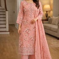 Premium Cambric Cotton Unstitched Suit Set | VAS-FLORAL FOREVER-2