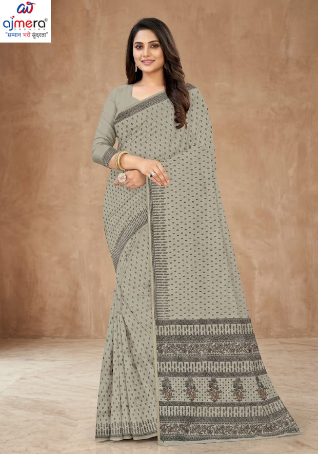 Printed Cotton Saree with Blouse Piece for Premium Ethnic and Traditional Wear | DFL-KARUNA-04