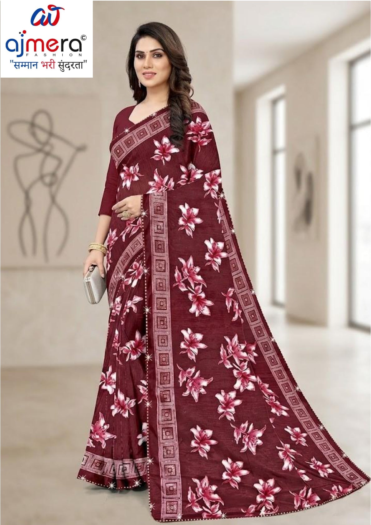 Vichitra Jari Print Loose Saree with Blouse for Premium Ethnic and Traditional Wear | CAS-MITHAS