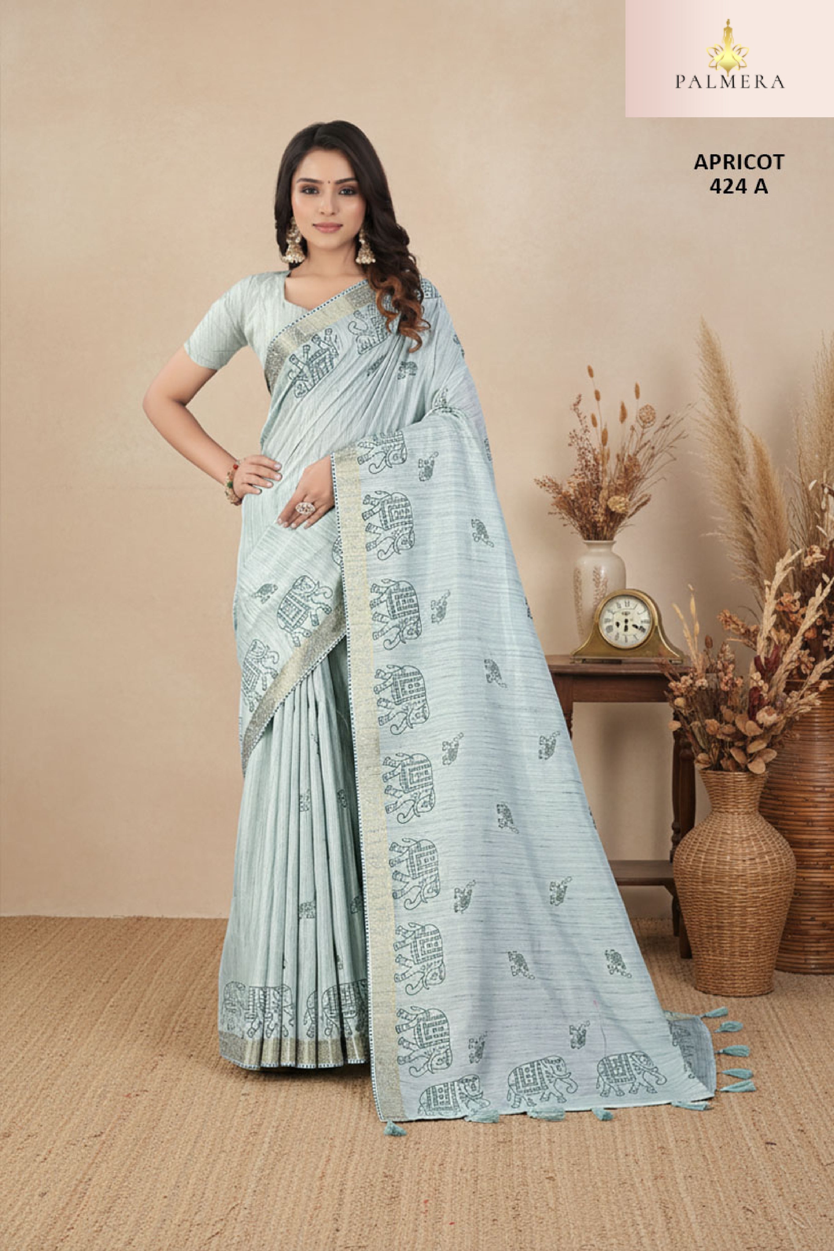 Apricot Khadi Saree with Blouse for Premium Ethnic and Designer Wear | ALL-APRICOT-424