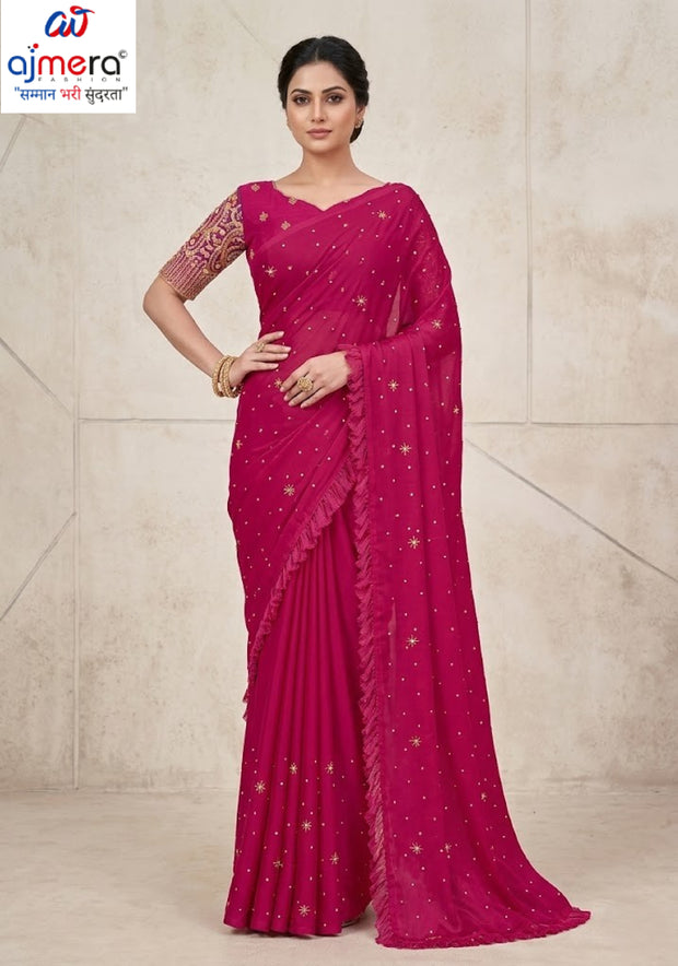 Georgette Soft Lycra Matching Saree with Blouse Piece for Premium Ethnic and Traditional Wear | RLL-JINISHA-1