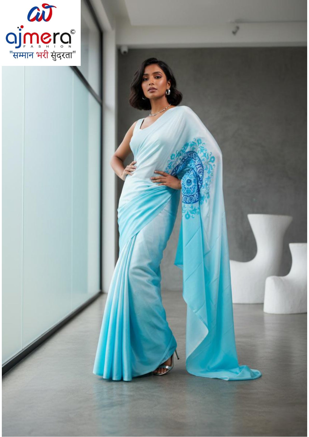 Chinon Print Loose Saree with Blouse for Premium Ethnic and Traditional Wear | YDP-MAHARANI