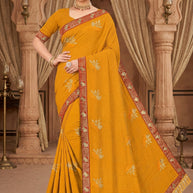 Fandy Dyed Matching Saree with Blouse Piece for Premium Ethnic and Traditional Wear | VKM-MATUKI