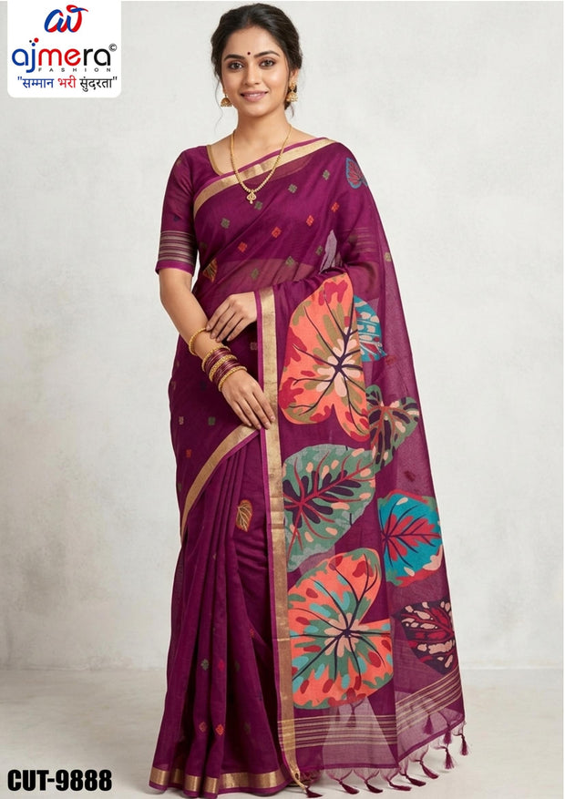 Exclusive Jacquard Silk Saree with Blouse Piece for Premium Cultural Wear | CUT-9888
