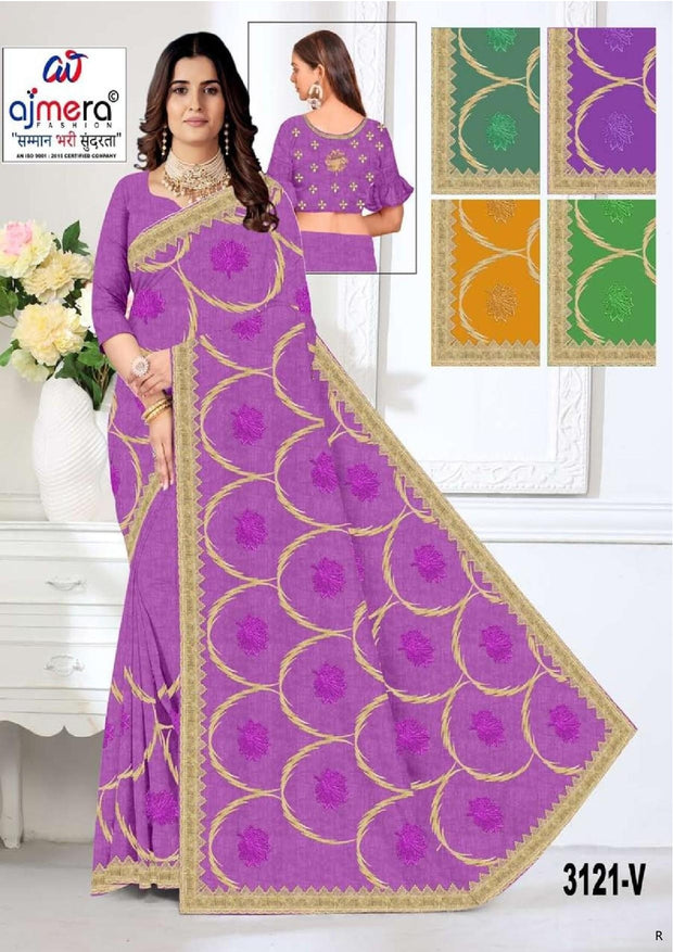 Chiffon Crepe Dyed Matching Saree with Blouse Piece for Premium Ethnic and Traditional Wear | PHL-AZADI-2