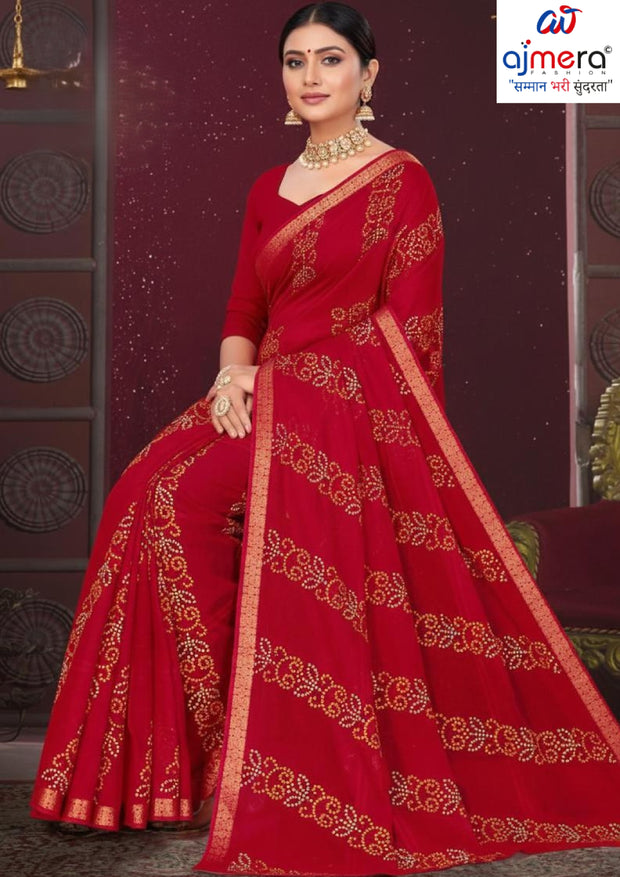 Designer Cotton Saree with Without Blouse for Premium Ethnic and Traditional Wear | MSS-SHIV JAYPOUR BANDHEJ RED