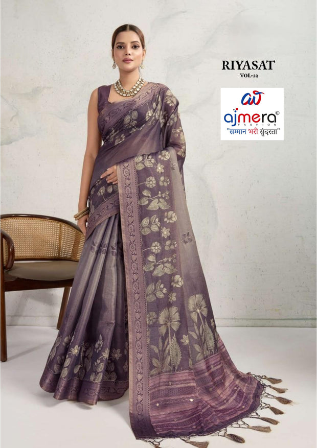 Elegant Printed Saree with Designer Blouse Piece for Festive Wear | RMF-RIYASAT VOL-19