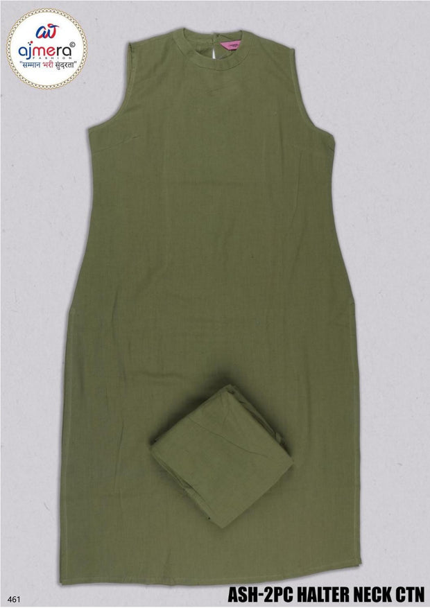 Designer Halter Neck Kurti Set for Women | ASH-2PC HALTER NECK CTN