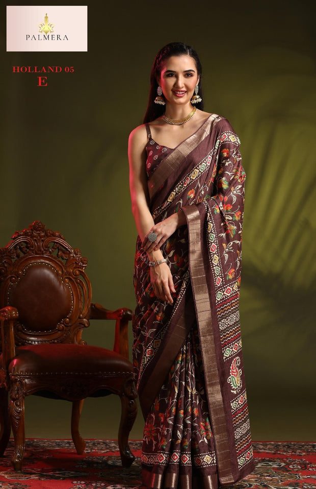 Holland Silk Handloom Silk Saree with Blouse for Premium Ethnic and Traditional Wear | ALL-HOLLAND SILK-05