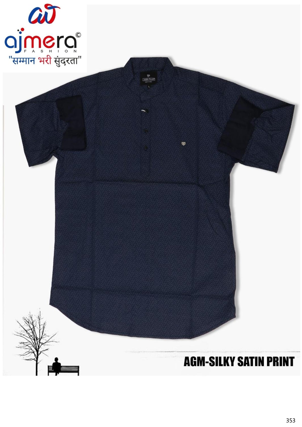 Premium Men's Kurta for Festive & Traditional Wear | AGM-SILKY SATIN PRINT