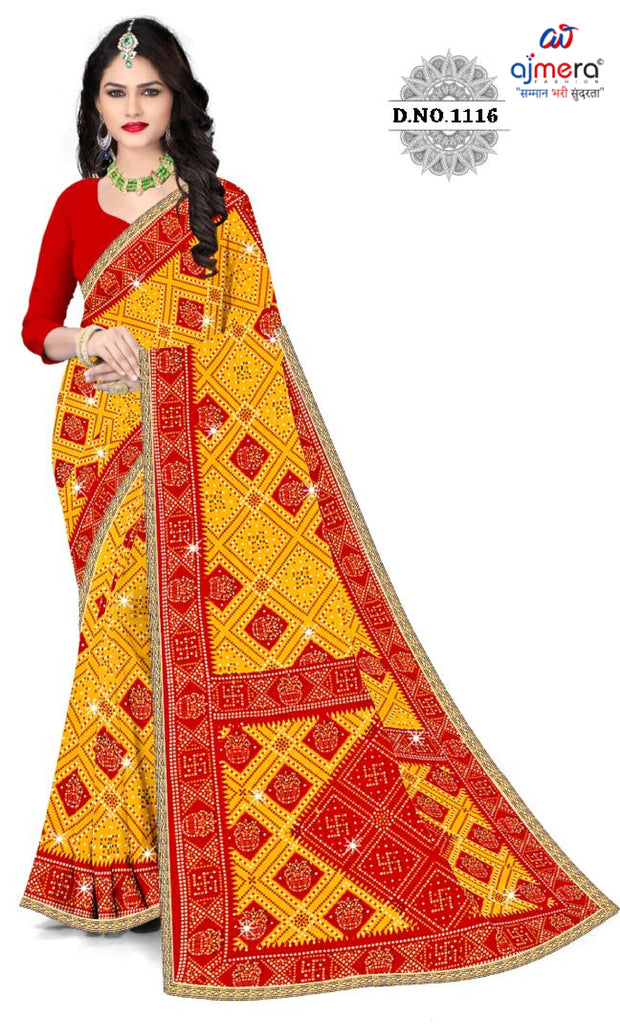 Stylish Printed Saree without Blouse for Traditional Celebrations | CAS-RADHA GAURI