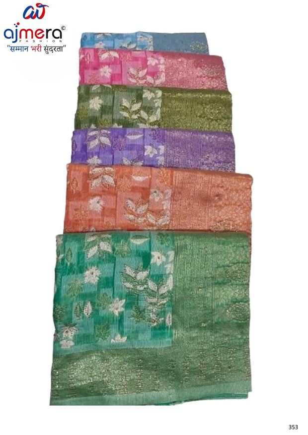 Luxury Jacquard Silk Saree with Blouse Piece for Wedding & Party Wear | SOJ-LILLY LINEN SAROSKI