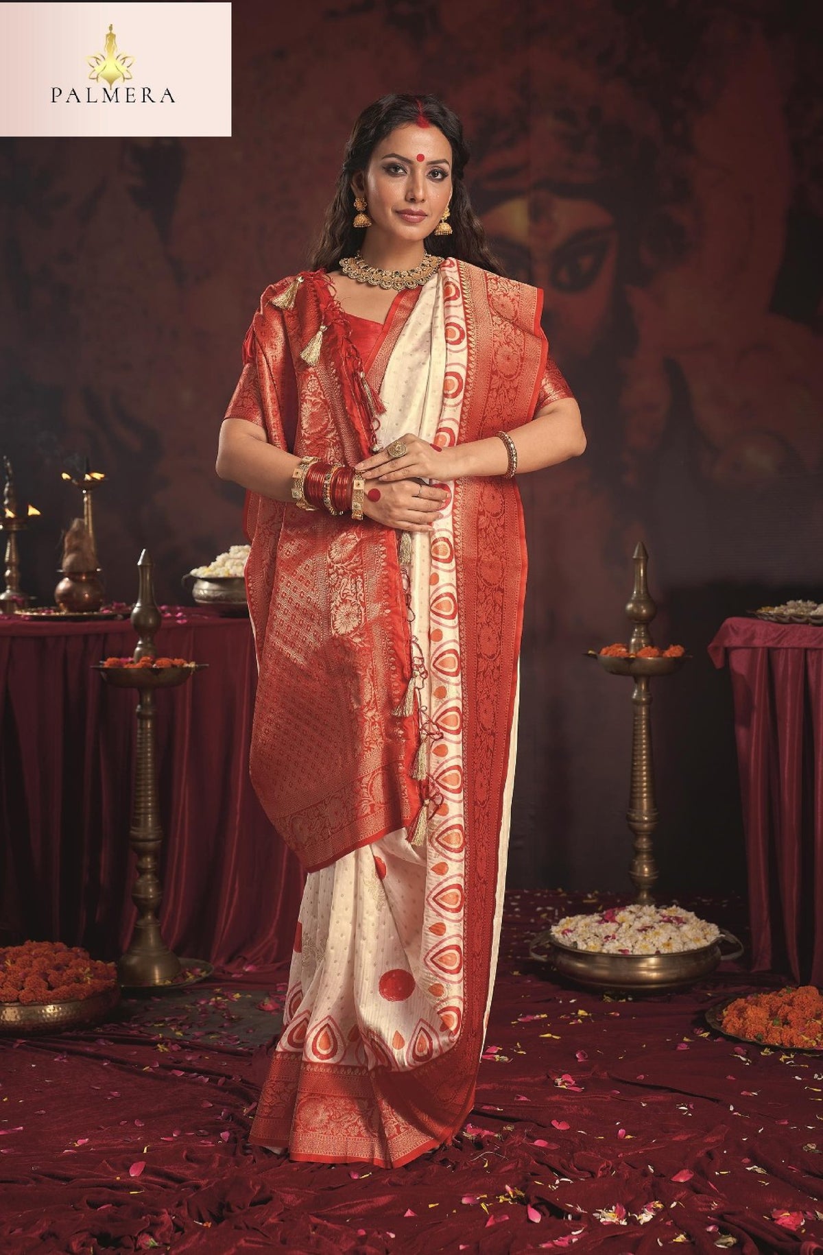 Durgotsav Satin Chiffon Saree with Blouse for Premium Festive and Ethnic Wear | ALL-DURGOTSAV VOL-01