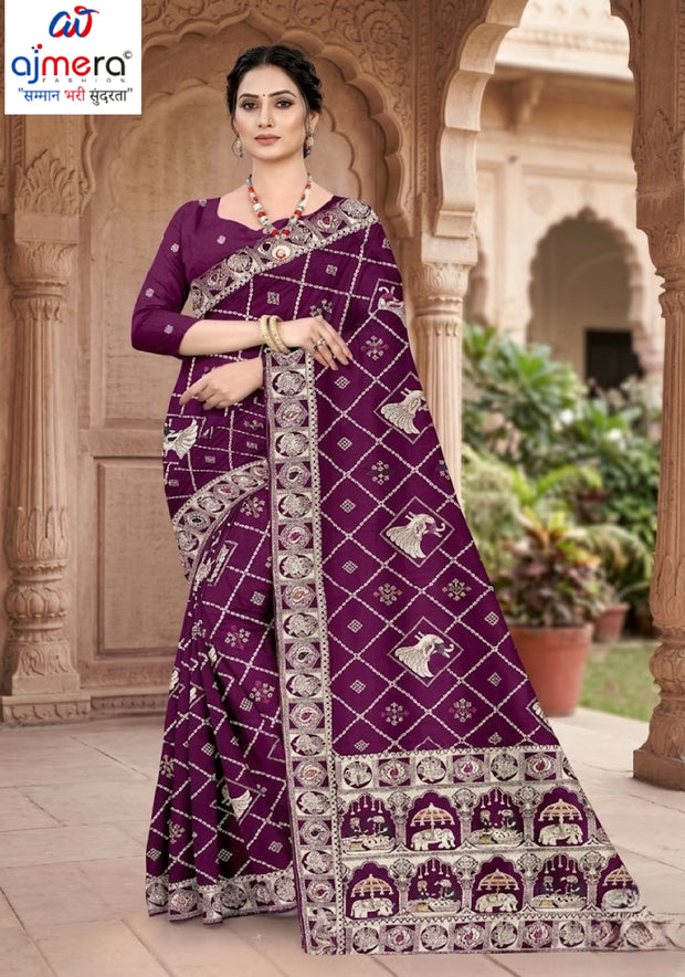 Viscose Print Loose Saree with Blouse for Premium Ethnic and Traditional Wear | PSM-ANUPAMA