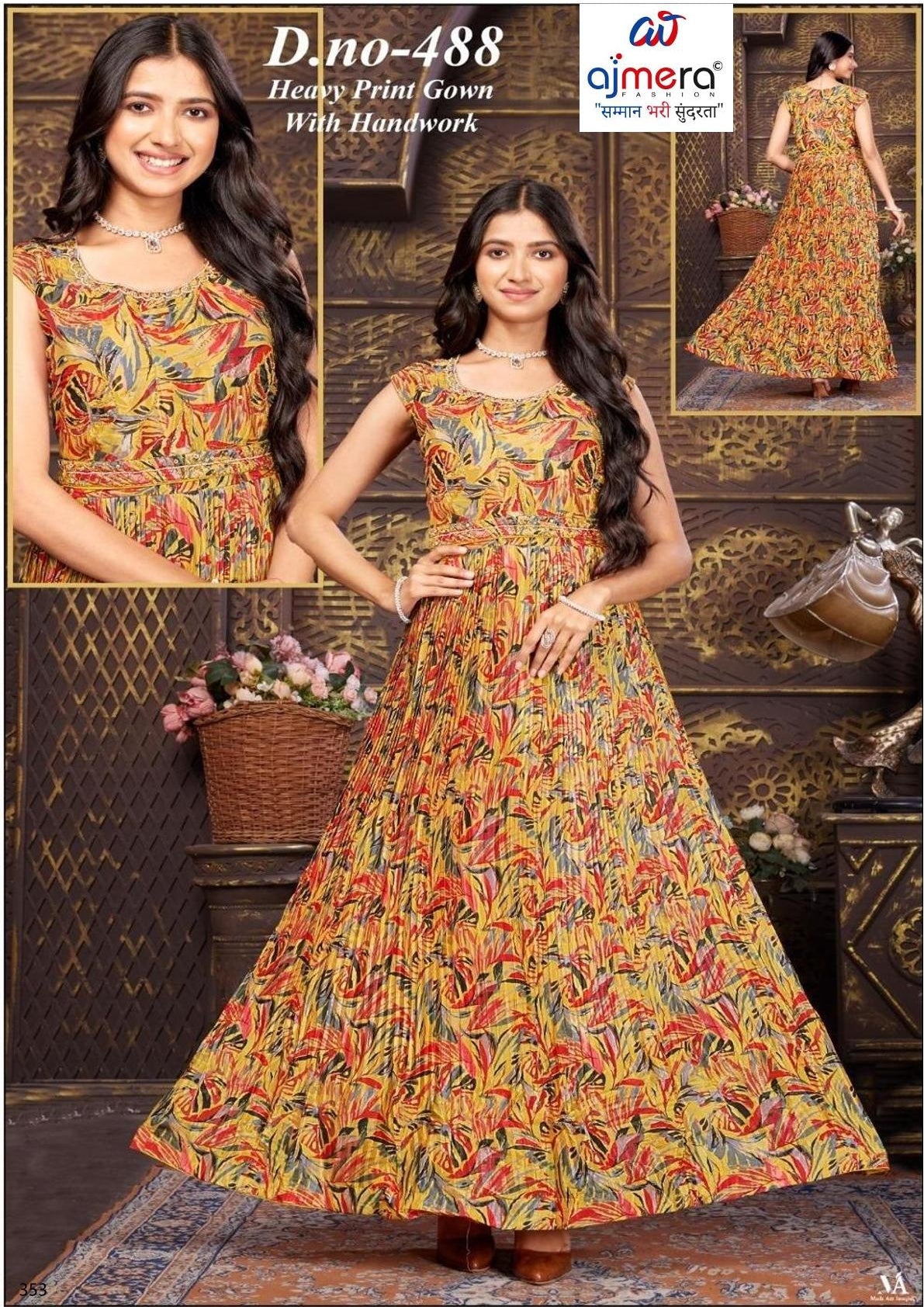 Designer Chinon Gown for Women | KRU-488