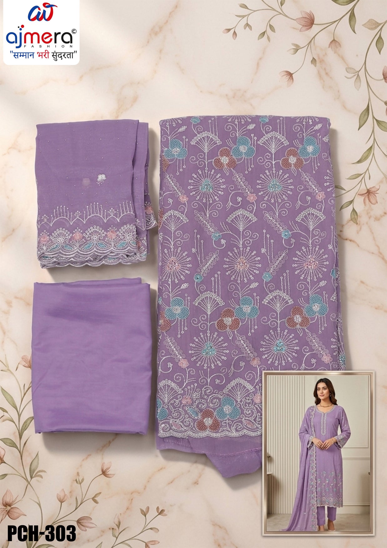 Designer Crunchi Unstitched Suit Set | PCH-303