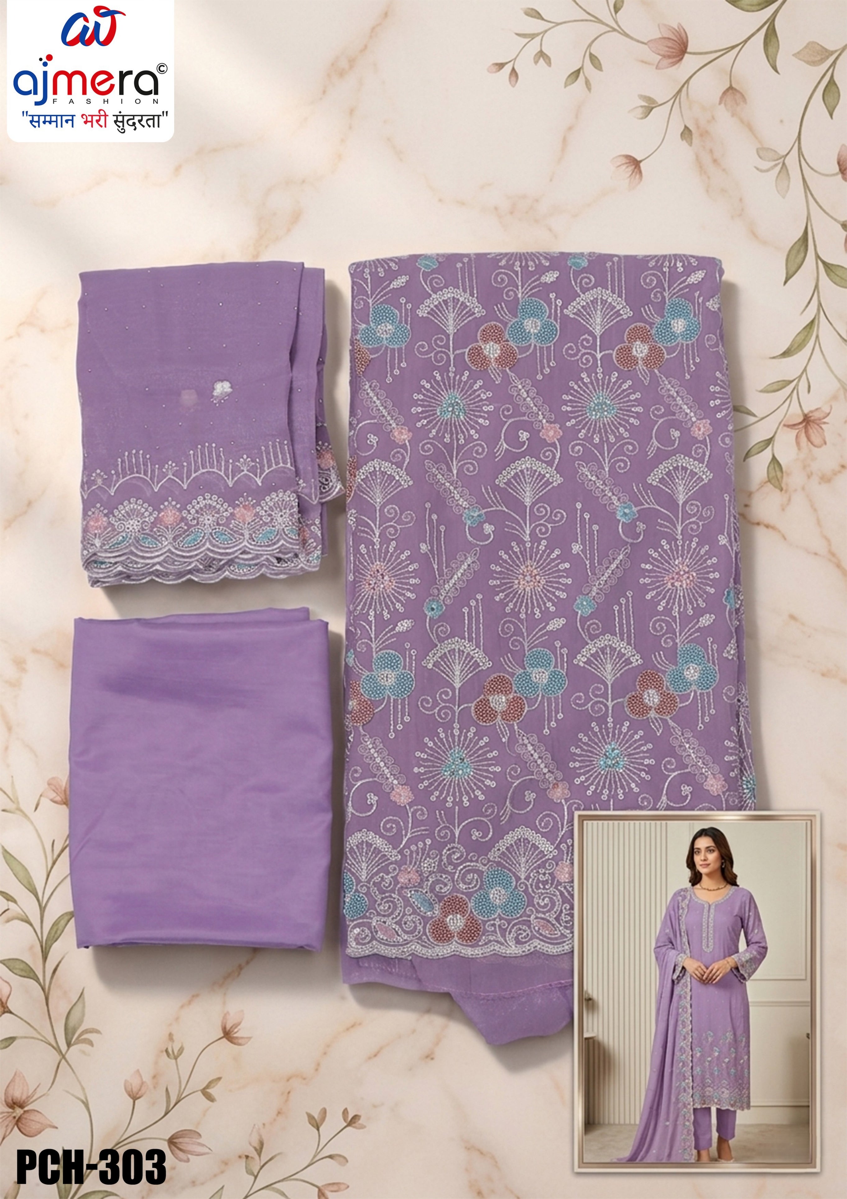 Designer Crunchi Unstitched Suit Set | PCH-303