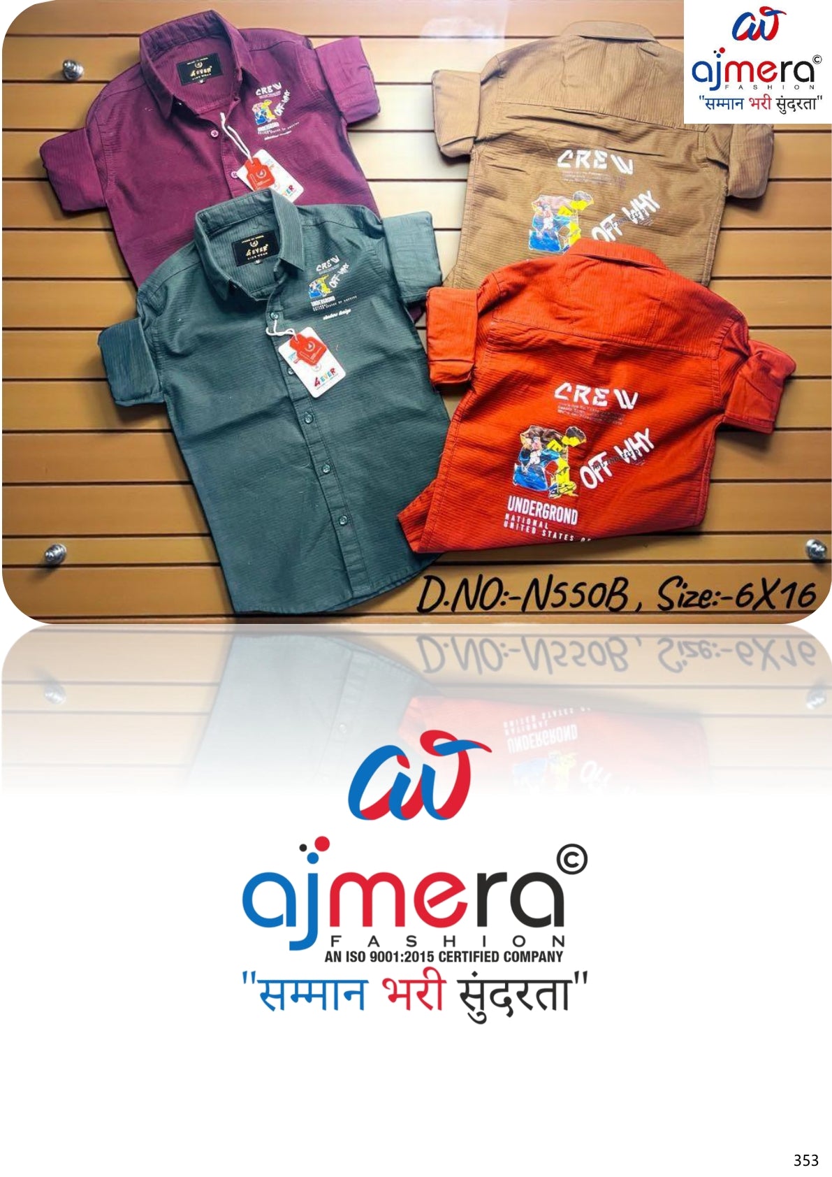 Kids Cotton Shirt Wholesale in India | VNA-N550B