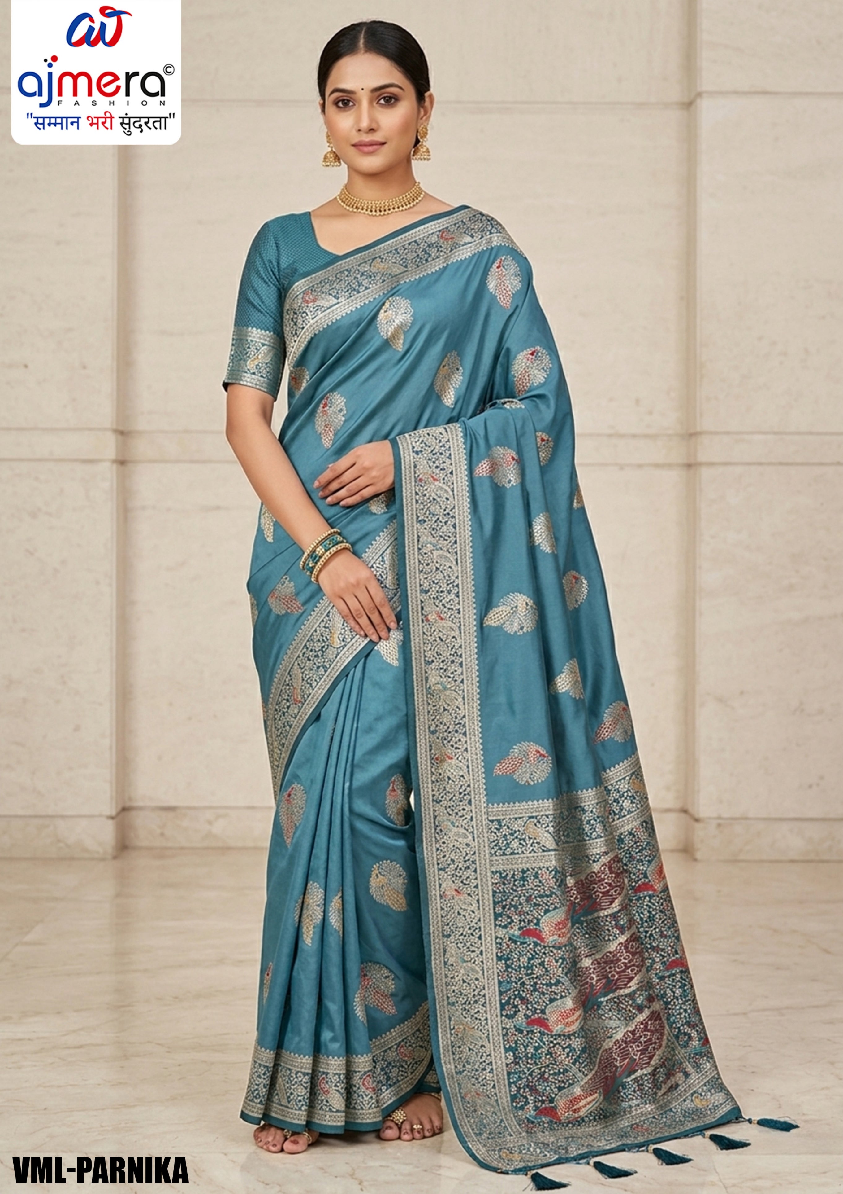Grand Jacquard Silk Saree With Blouse Piece | VML-PARNIKA