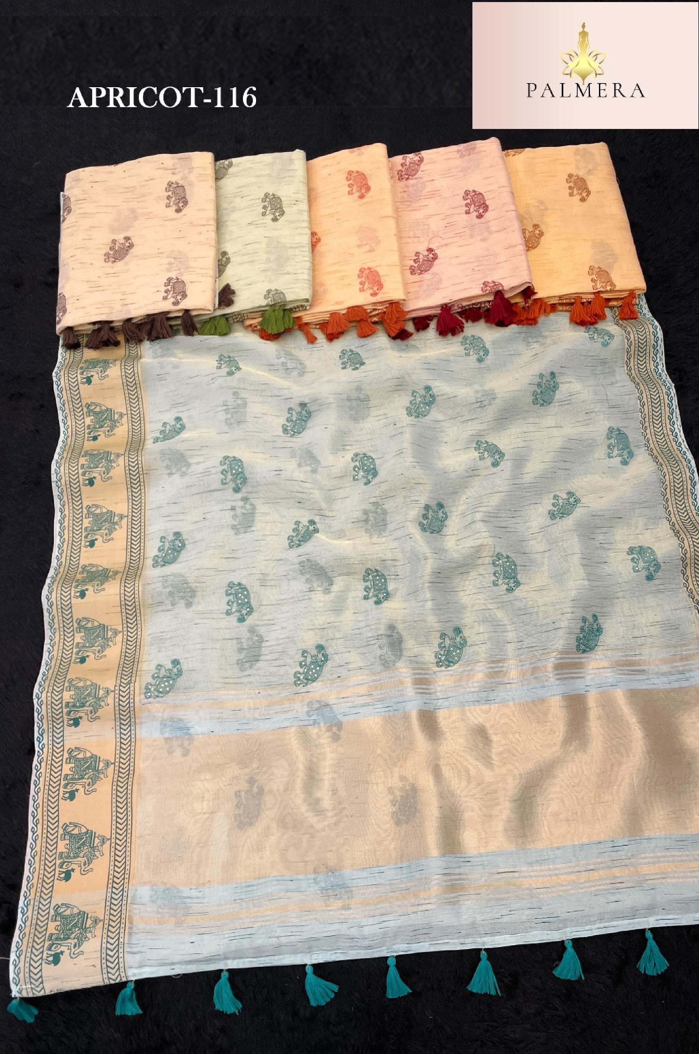 Apricot Linen Saree with Blouse for Premium Ethnic and Festive Wear | ALL-APRICOT-116