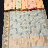 Apricot Linen Saree with Blouse for Premium Ethnic and Festive Wear | ALL-APRICOT-116