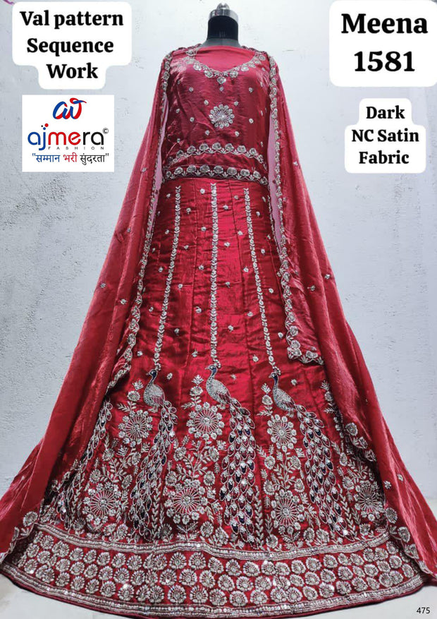 Dart NC Satin Fabric Embroidery Lehenga Choli Manufacturer Supplier Exporter |AKJ-MEENA-1581