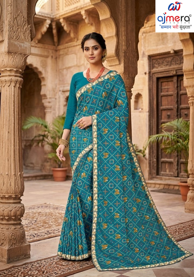 Chiffon Print Loose Saree with Blouse for Premium Ethnic and Traditional Wear | TD-SWEET LADY