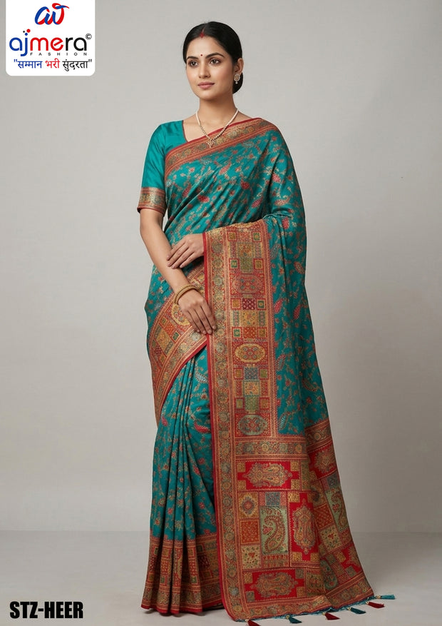 Vintage Jacquard Silk Saree With Blouse Piece | STZ-HEER
