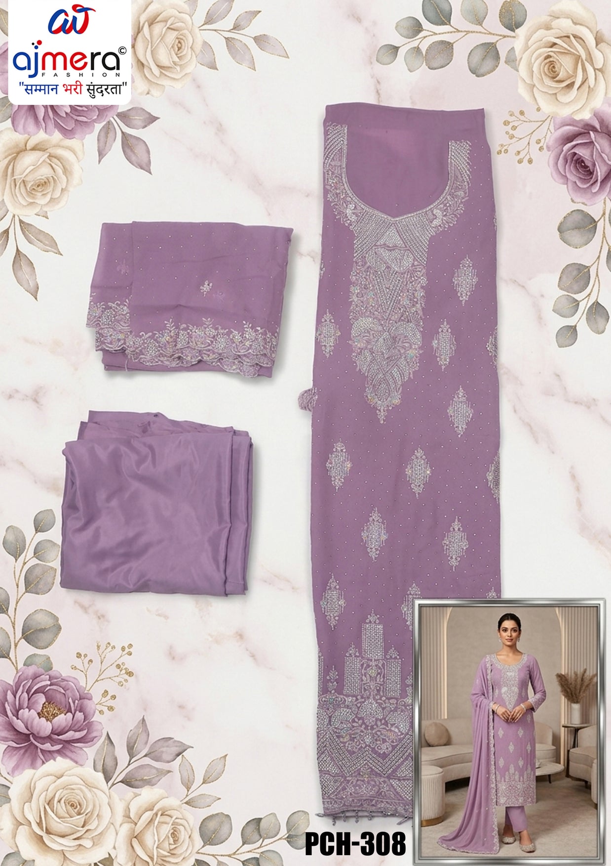 Elegant Georgette Unstitched Suit Set | PCH-308