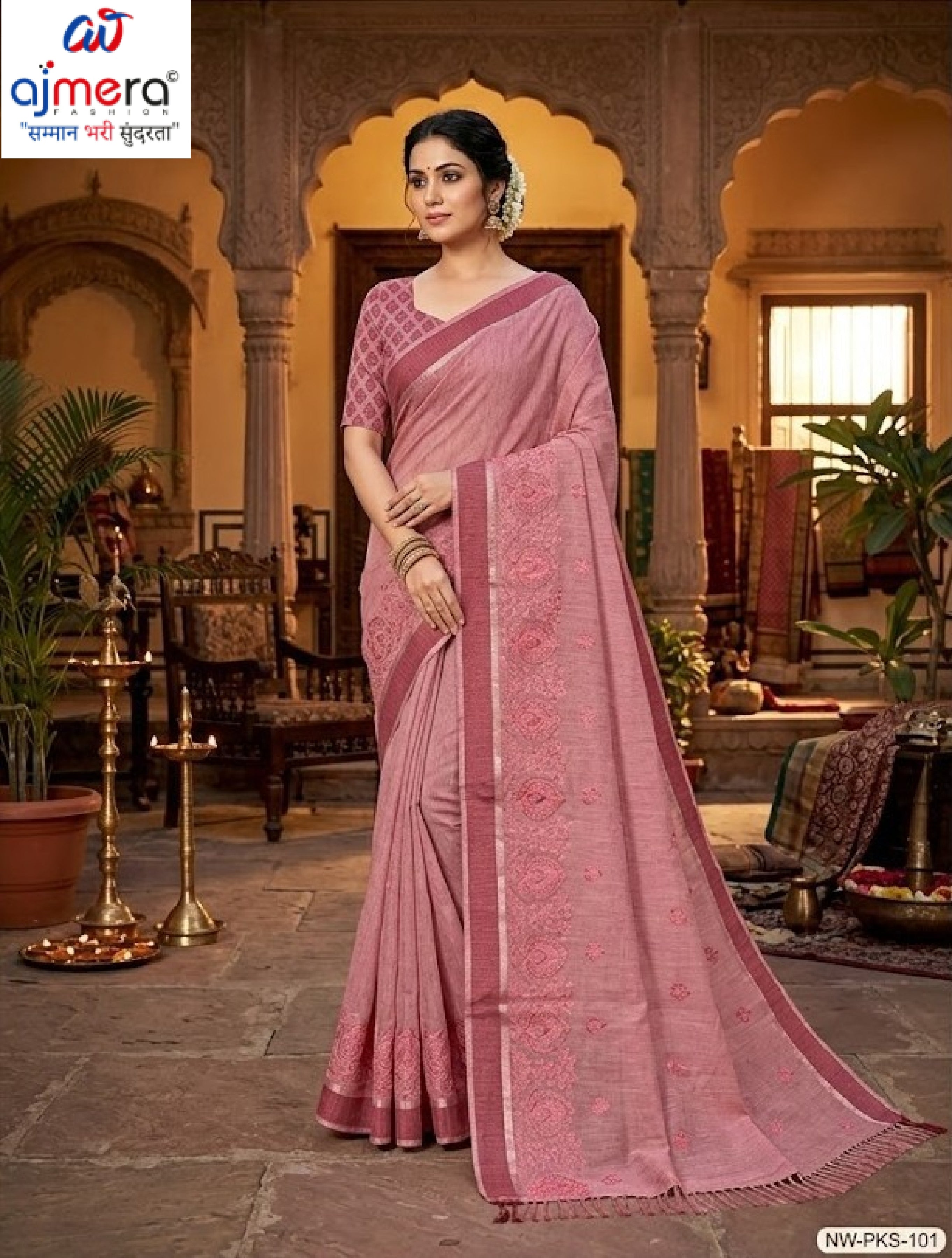 Designer Cotton Saree with Blouse Piece for Premium Ethnic and Traditional Wear | VKF-PAANBAHAR