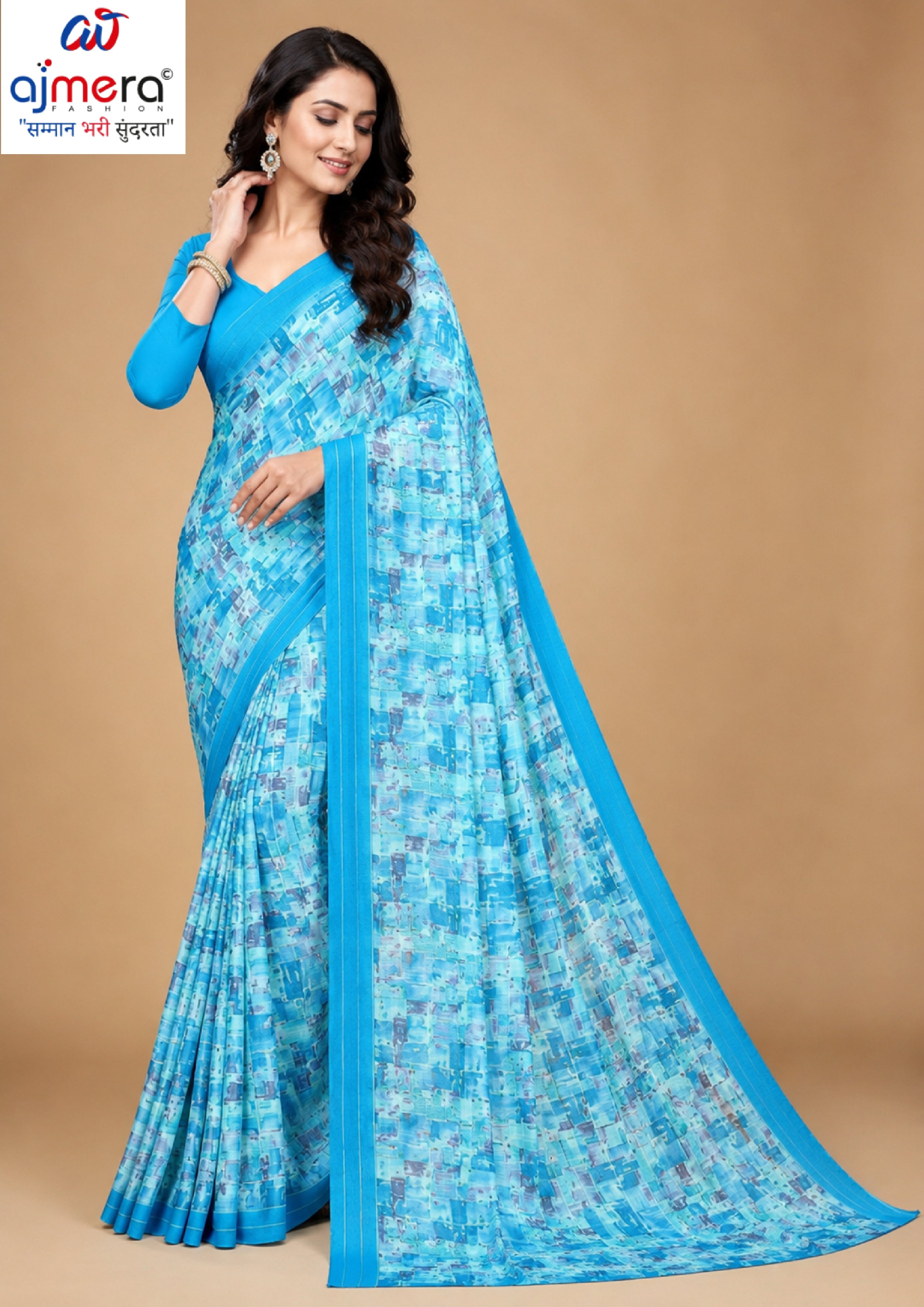 Graceful Printed Saree with Blouse Piece for Modern Ethnic Fashion  | CAS-MANGO SHAKE