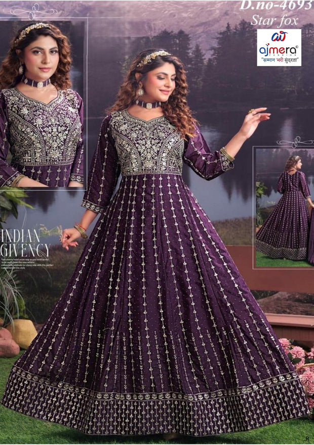 Elegant Georgette Designer Party Wear Gown for Women | KTX-4693-L