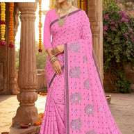 Printed Cotton Saree with Without Blouse for Premium Ethnic and Traditional Wear | PJA-BINDAAS