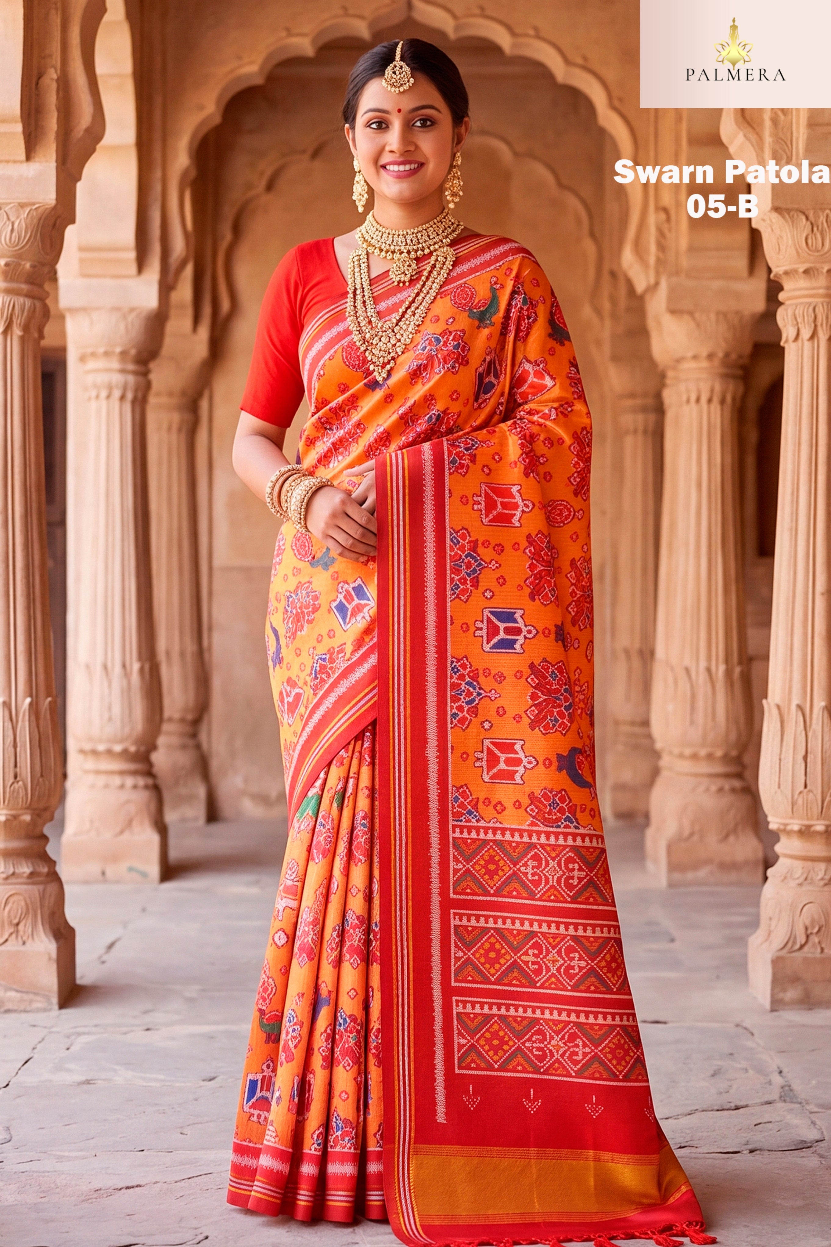 Palmera Saree Wholesaler and Palmera Saree Supplier | ALL-SWARN PATOLA-05