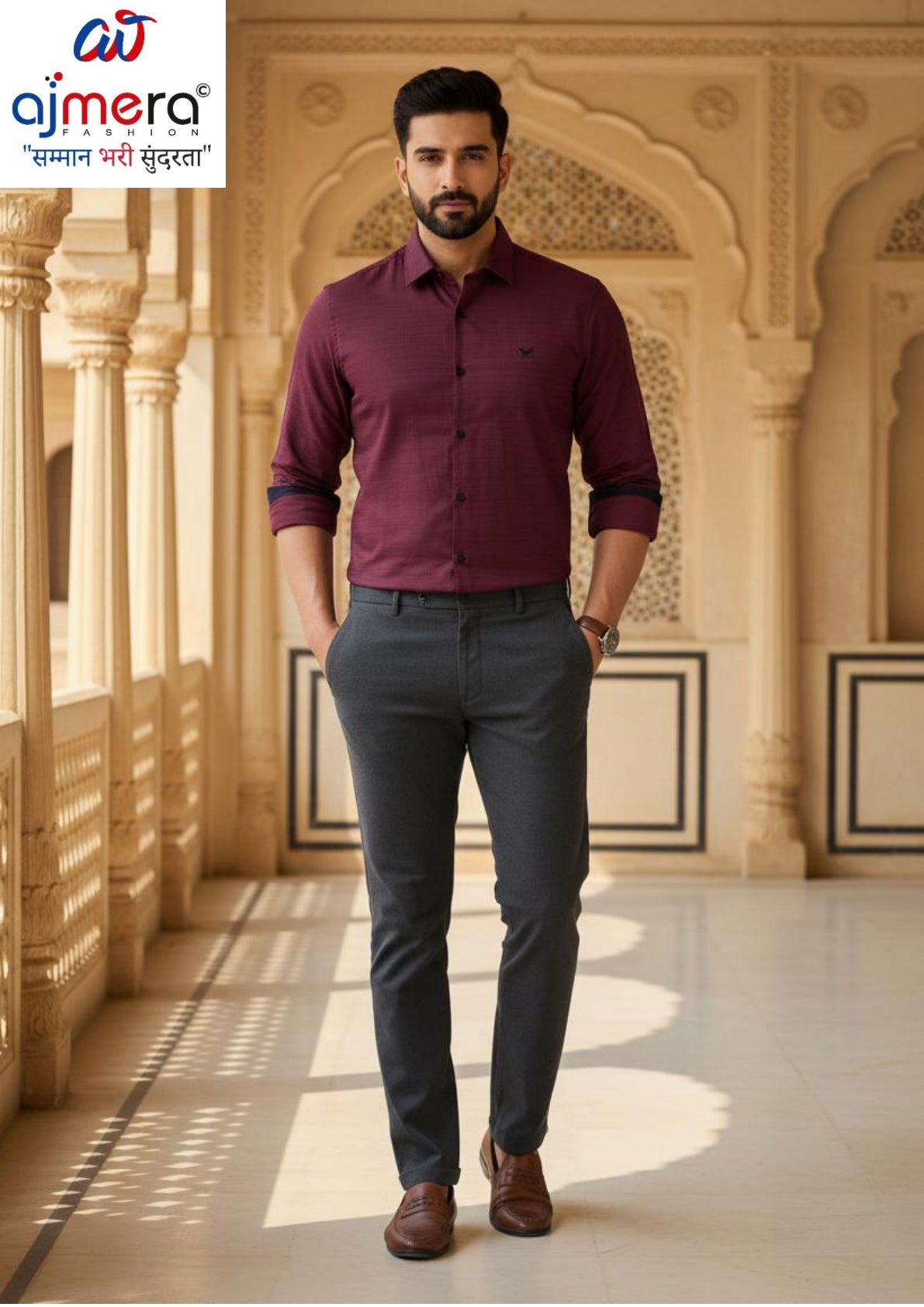 Mens Shirt Manufacturer India for Bulk Orders | MRS-SATIN SELF DESIGN