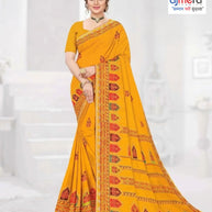 Fashionable Printed Saree with Blouse Piece for Festive Collection | GLC-LARA CHIFFION