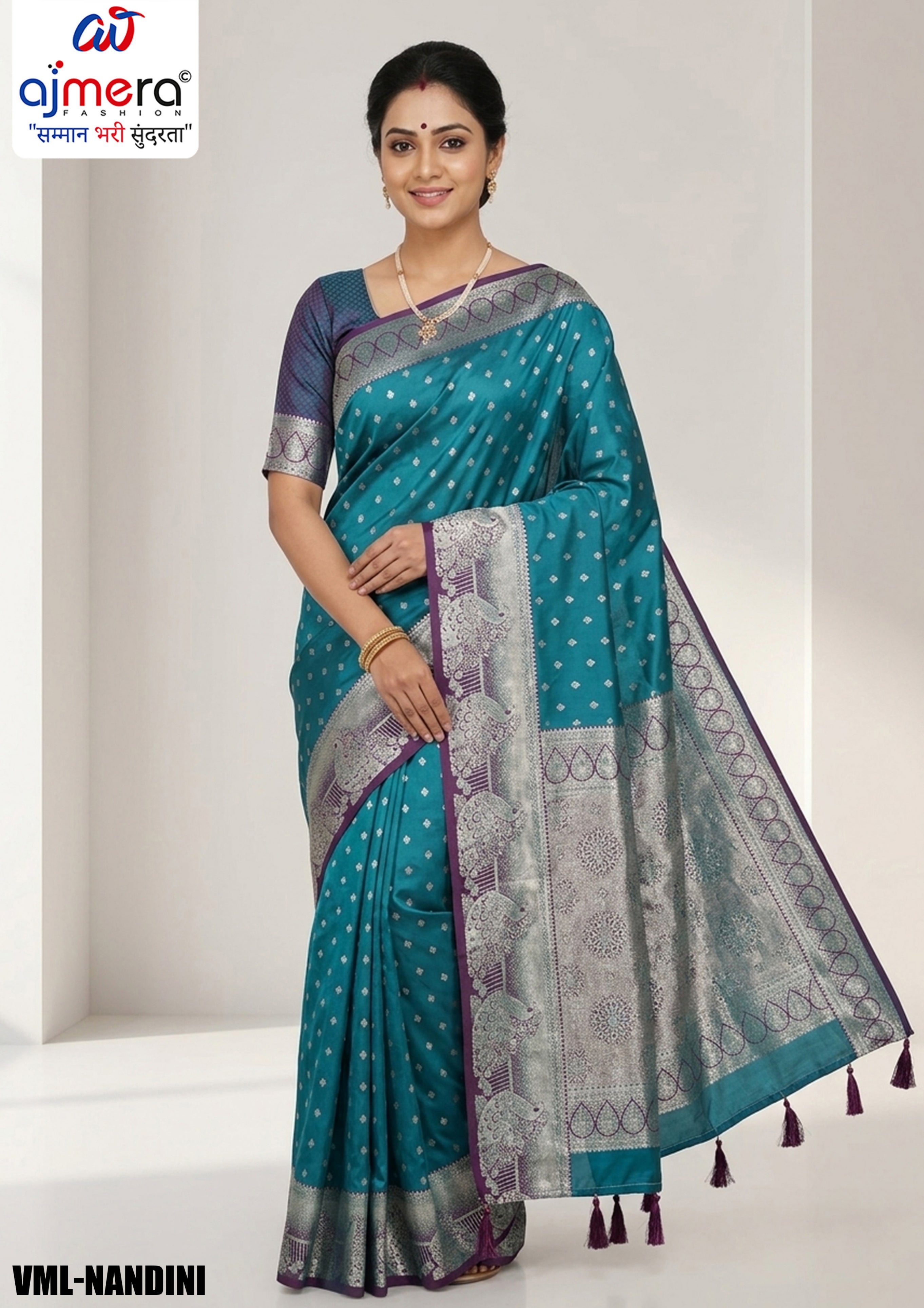 Weaving Jacquard Silk Saree With Blouse Piece | VML-NANDINI