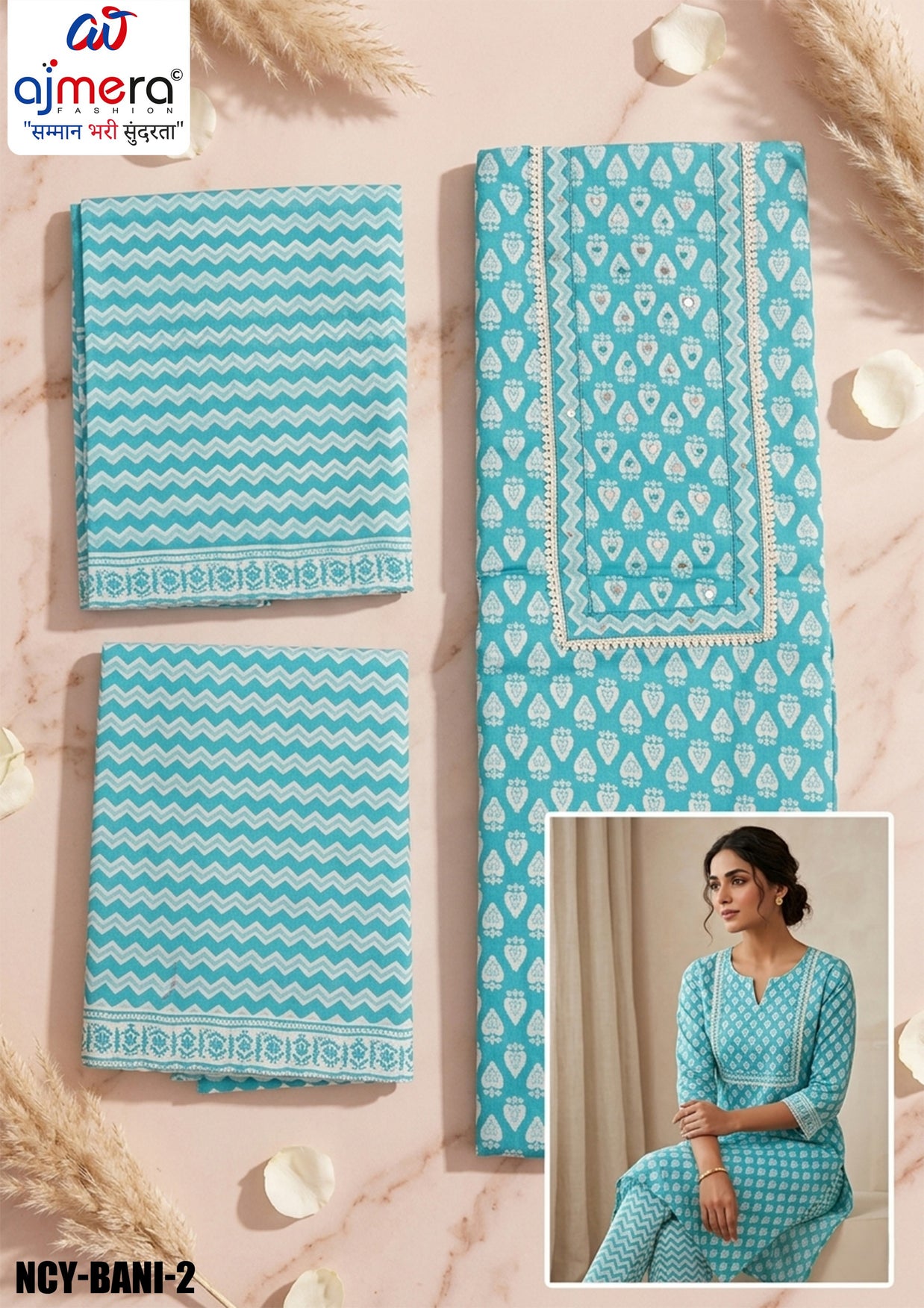 Premium Cotton Unstitched Suit Set | NCY-BANI-2