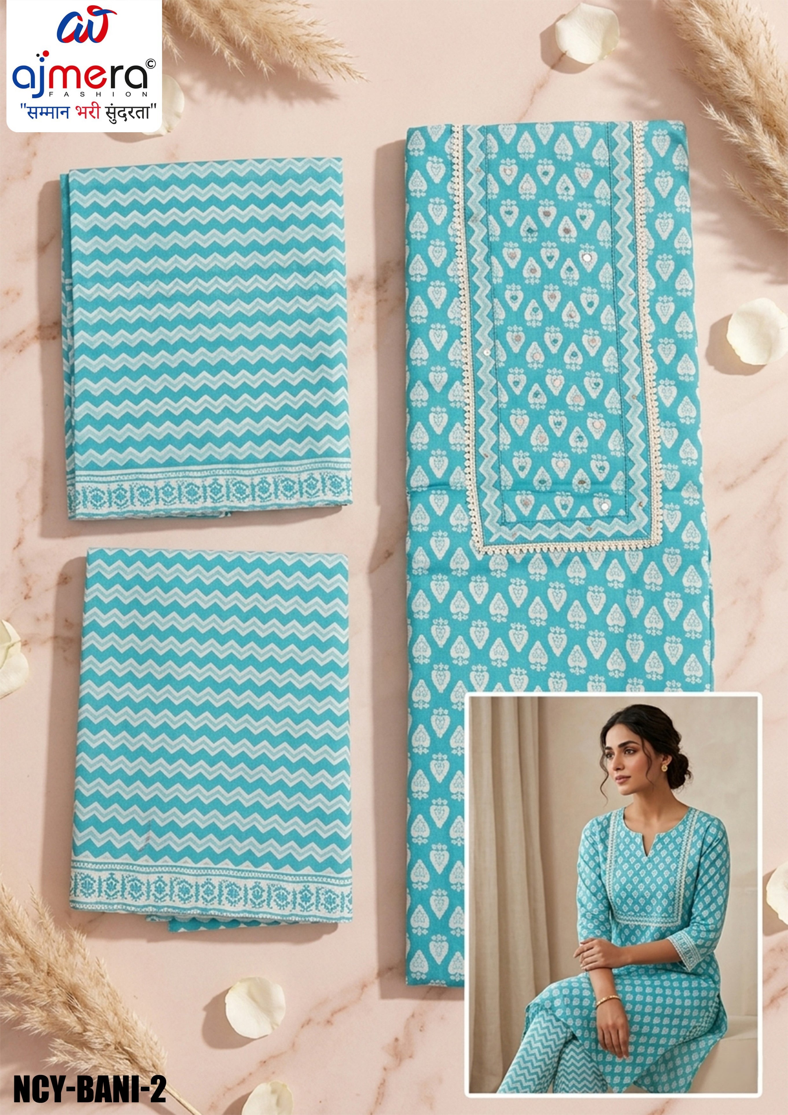 Premium Cotton Unstitched Suit Set | NCY-BANI-2