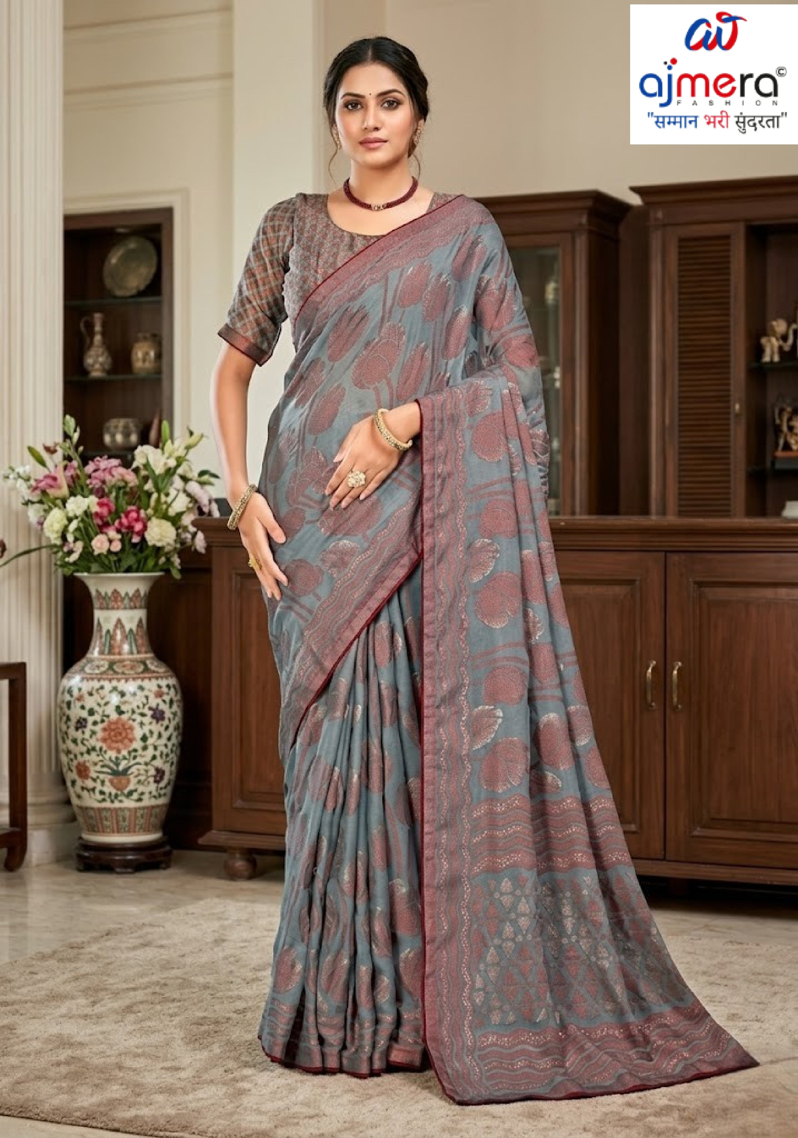 Premium Printed Saree with Matching Blouse Piece for Ethnic Elegance  | RDD-LANDMARK