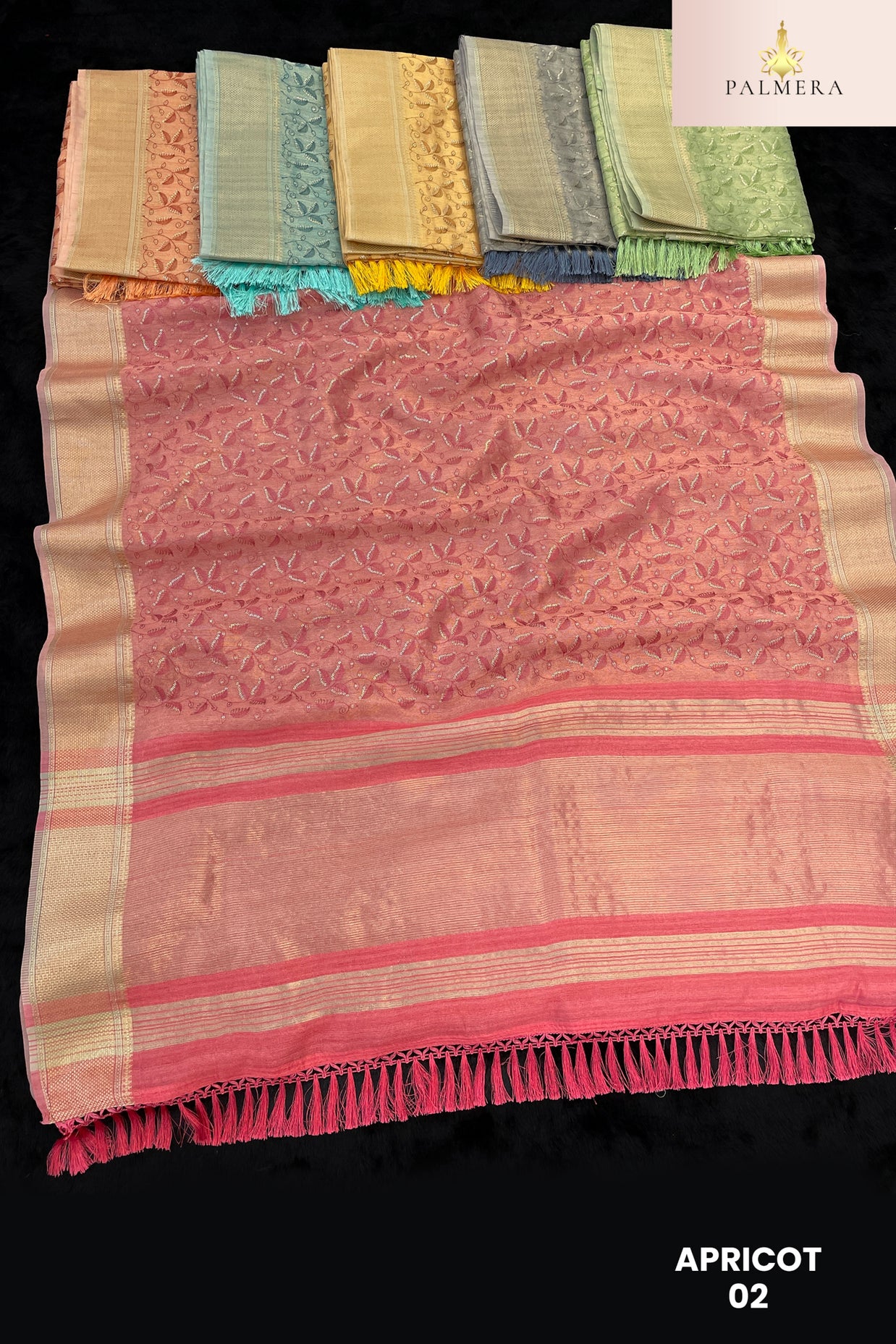 Apricot Linen Saree with Blouse for Premium Ethnic and Party Wear | ALL-APRICOT-02