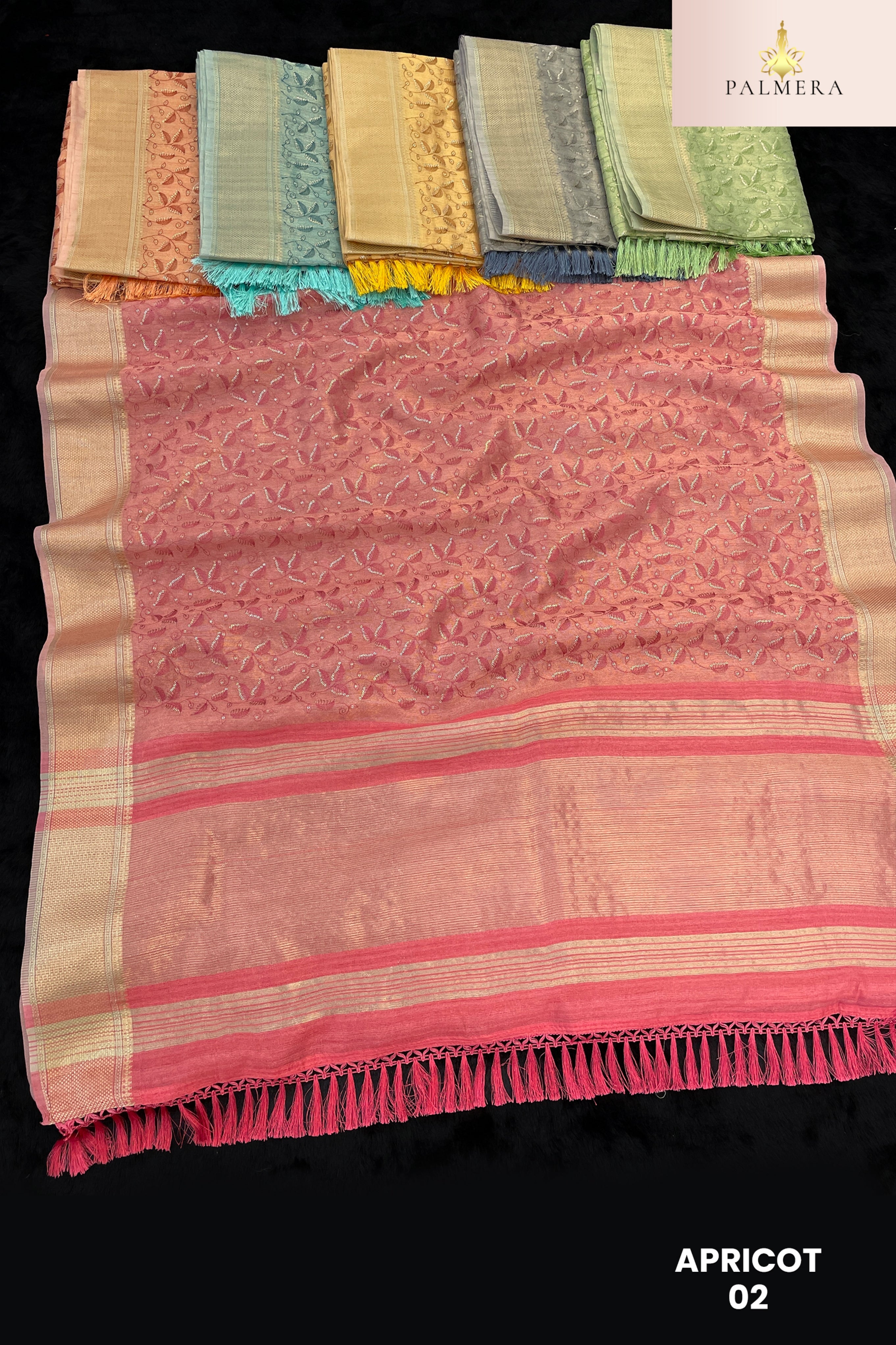 Apricot Linen Saree with Blouse for Premium Ethnic and Party Wear | ALL-APRICOT-02